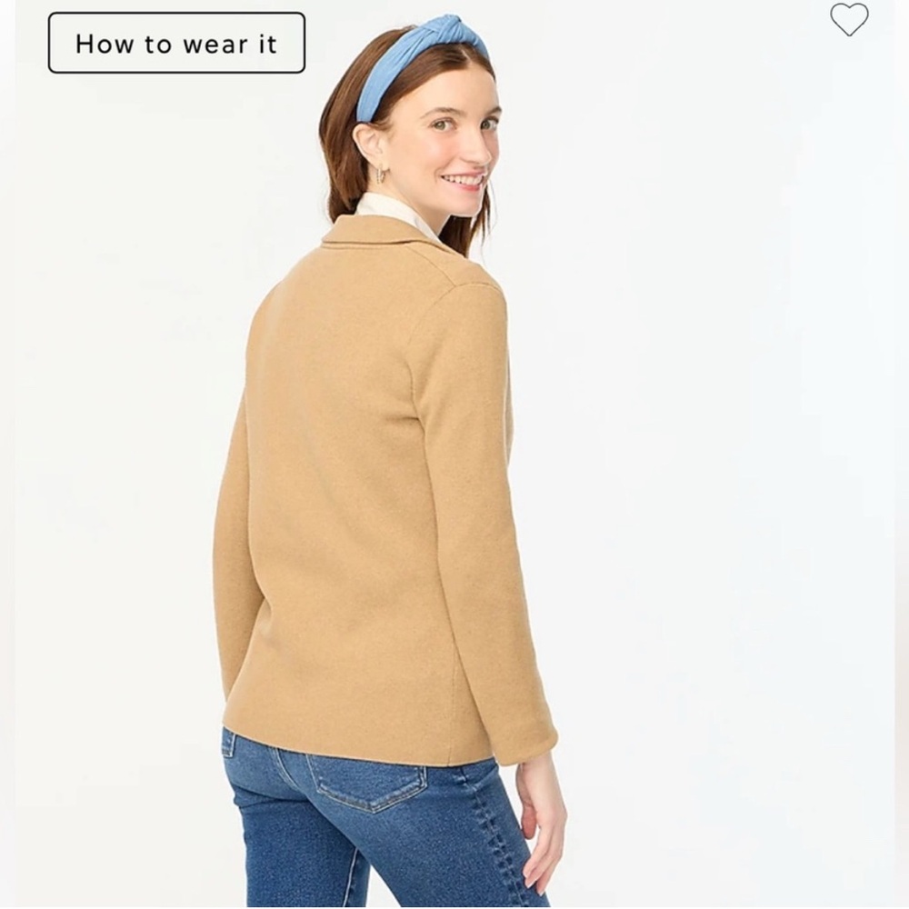J. Crew Factory Schoolboy Sweater Blazer Cardigan in Camel Tan. - Picture 2 of 12